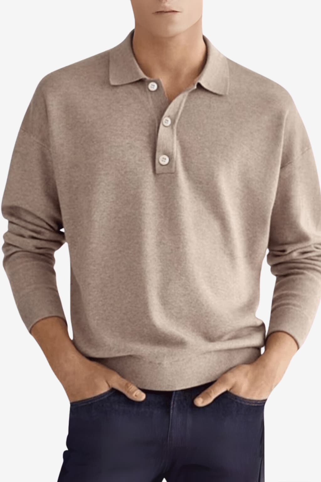 Men’s Long Sleeve Polo Shirt Casual Regular Fit Top
