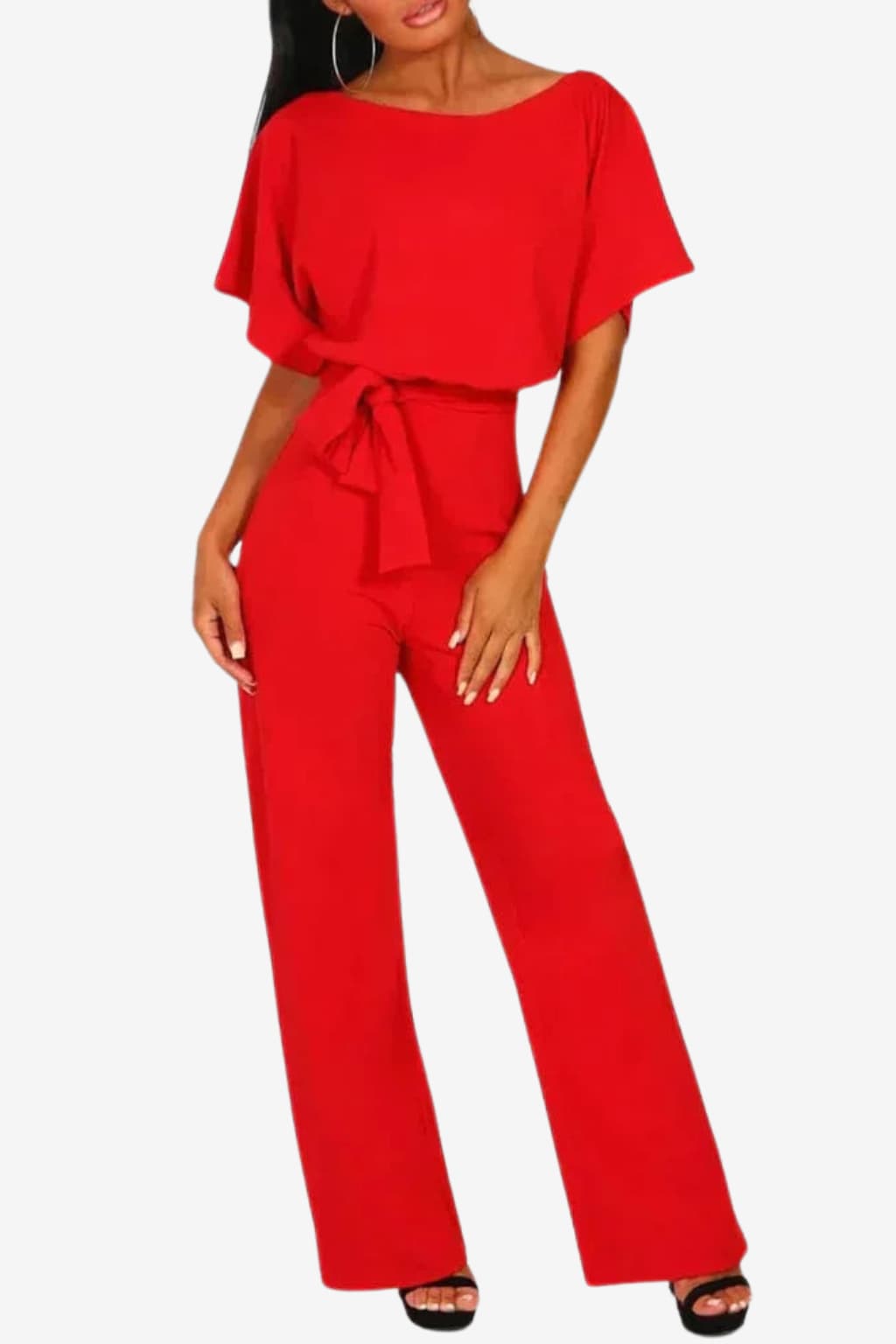 Women's Belted Wide-Leg Jumpsuit, Lightweight Crepe, All - Season