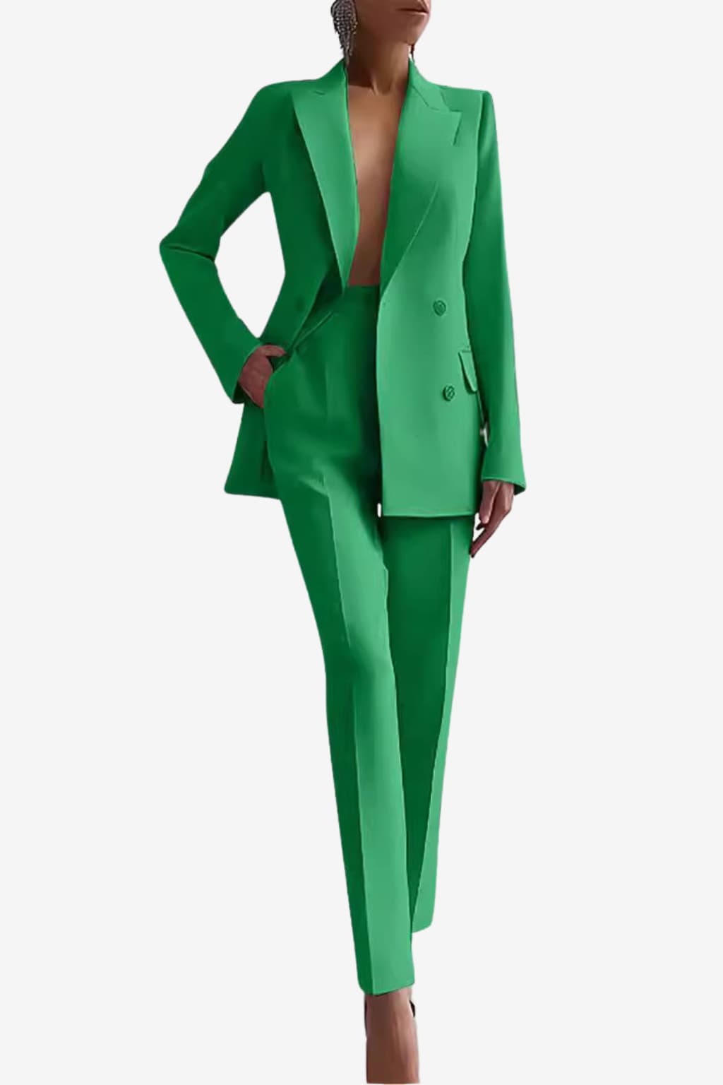 Women’s Light Blue Suit Set Blazer and Trousers Formal