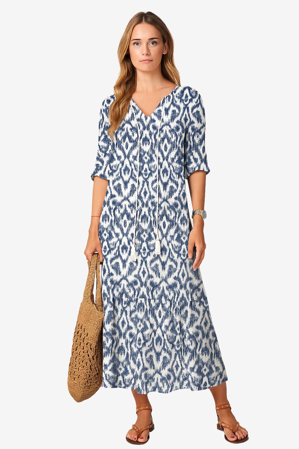 Women’s Floral Maxi Dress V-Neck Loose Fit Summer