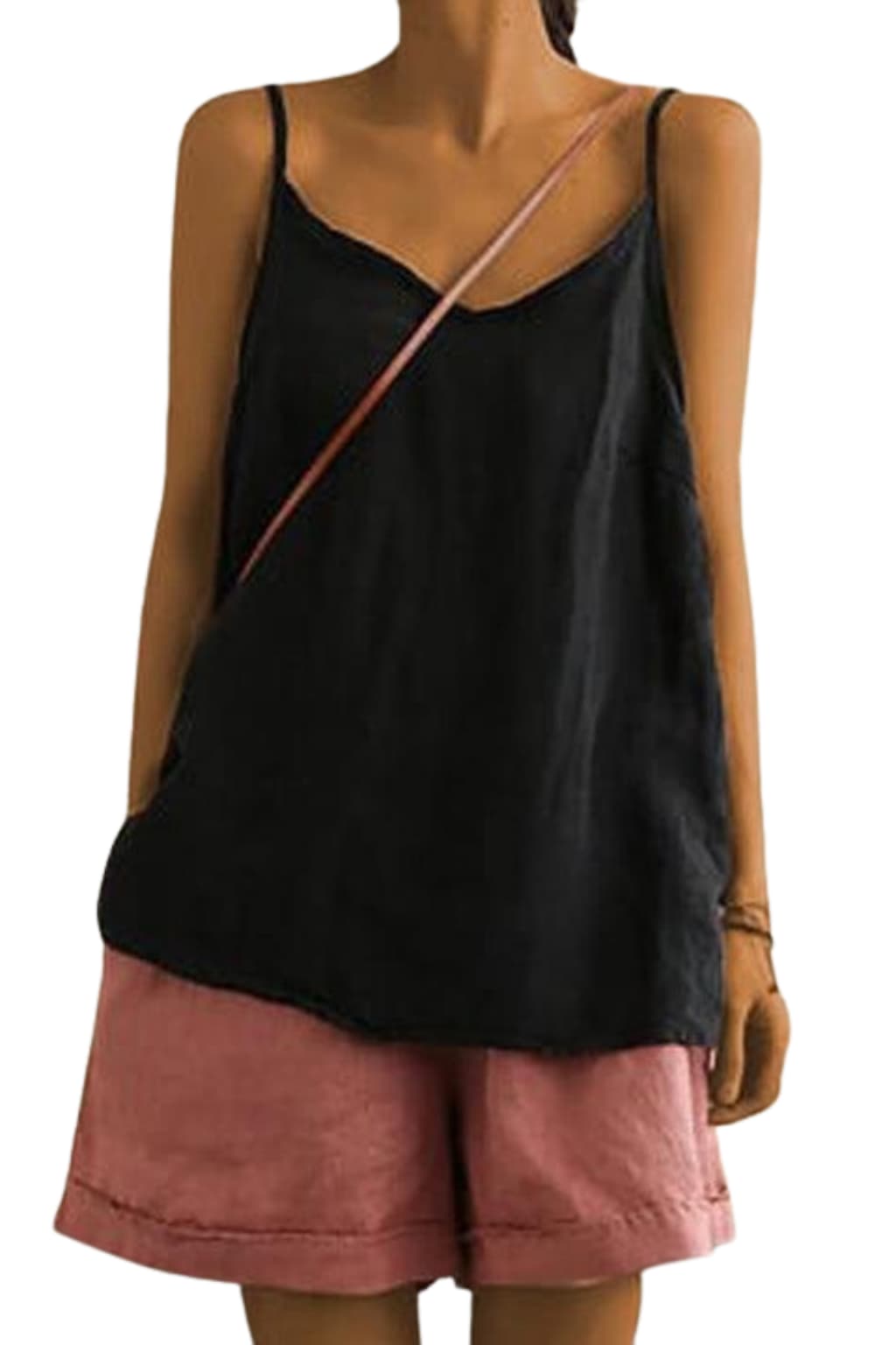 Women's Lightweight Linen Cami Top with Spaghetti Straps