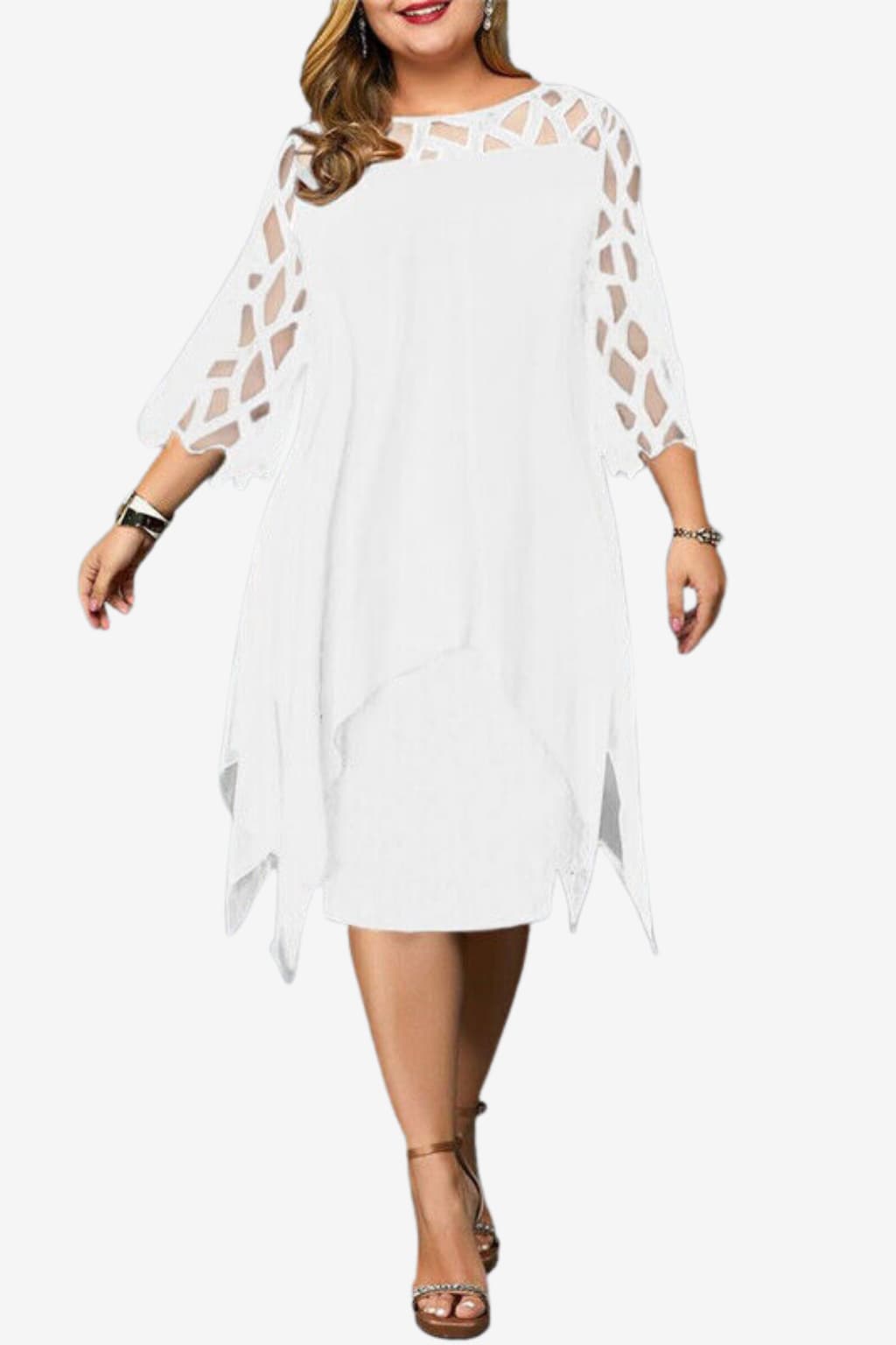 Women’s V-Neck Midi Dress Short Sleeve Flowy Fit