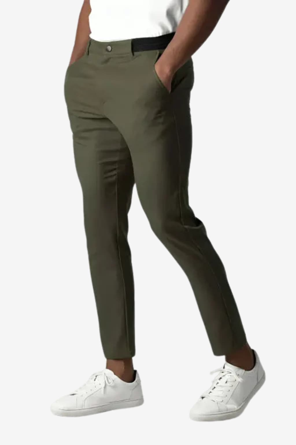Men’s Slim Fit Cropped Chinos Stretch Tapered Trousers