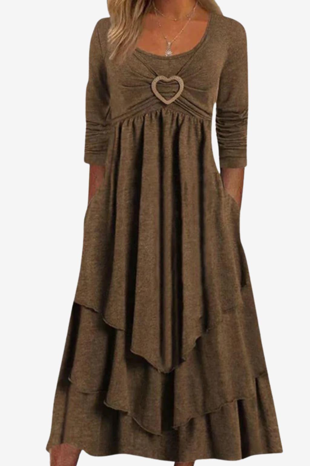 Women’s Long Sleeve Maxi Dress with Pockets A-Line Fit