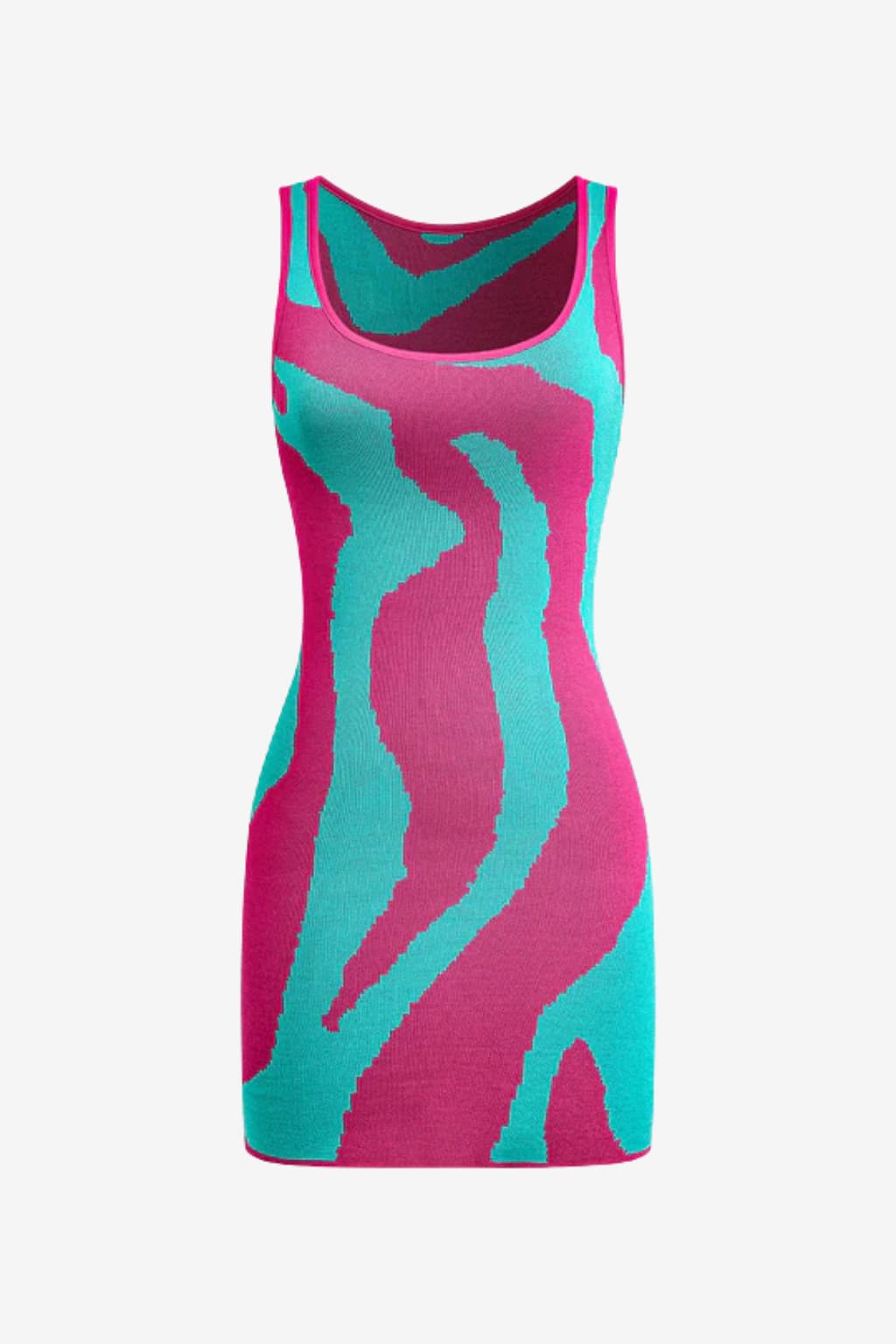 Women's Sleeveless Knit Mini Dress Fitted Multicolour Pattern