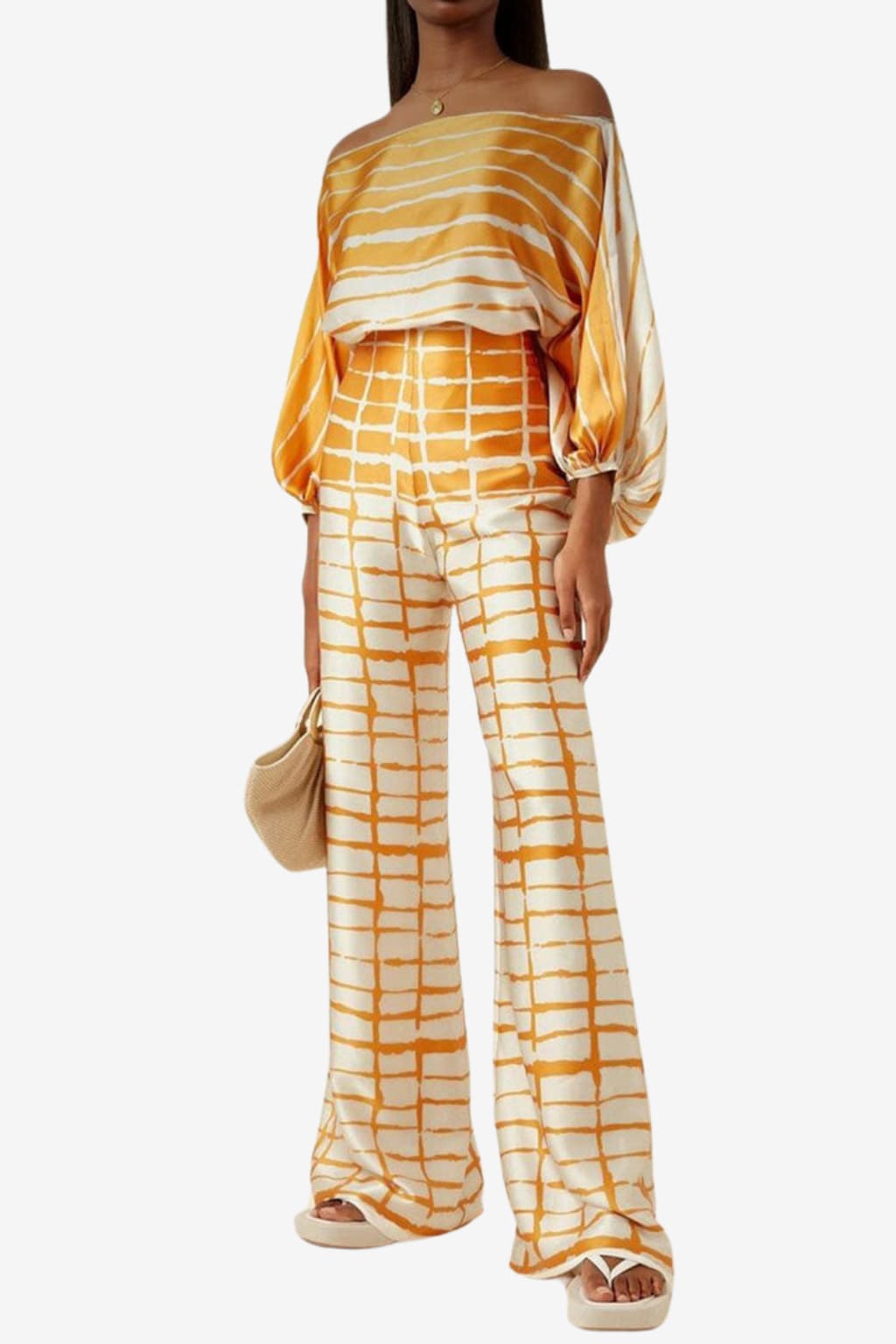 Women’s Off Shoulder Top &amp; Wide Leg Trousers Set