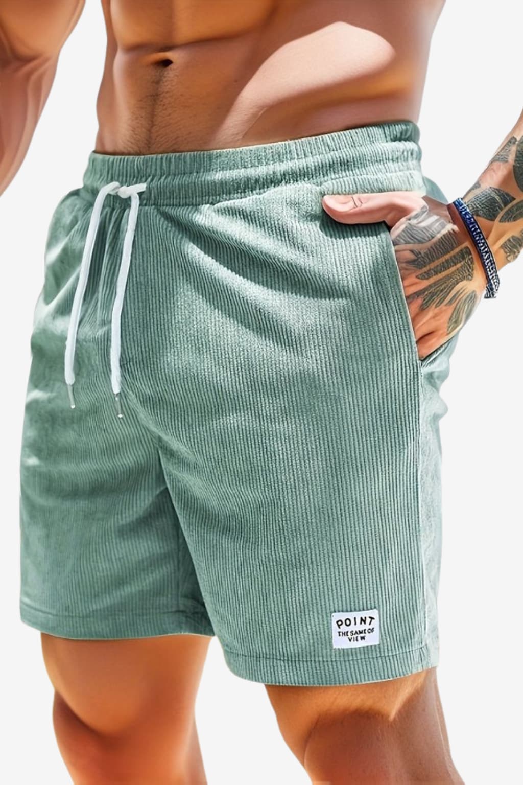 Men's Corduroy Casual Shorts - Elastic Waist, Side Pockets