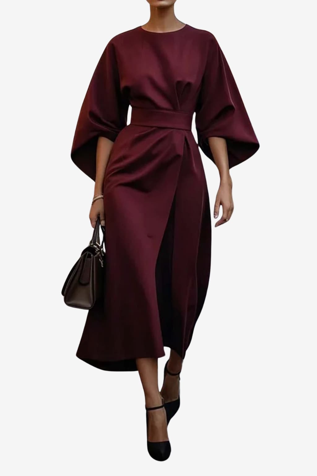 Women’s Strapless Puff Sleeve Dress with Belt