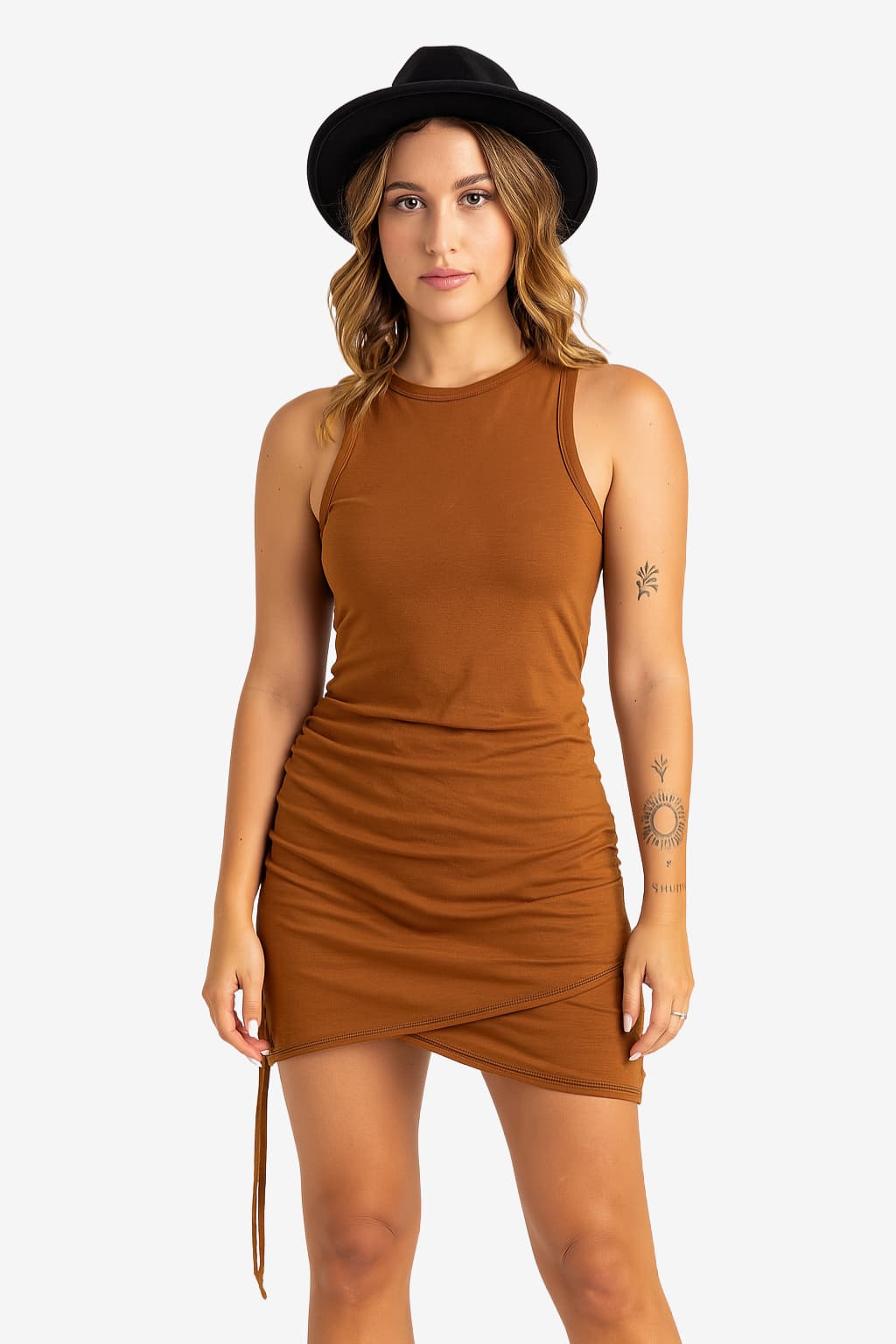 Women’s Sleeveless Bodycon Mini Dress with Ruched Side