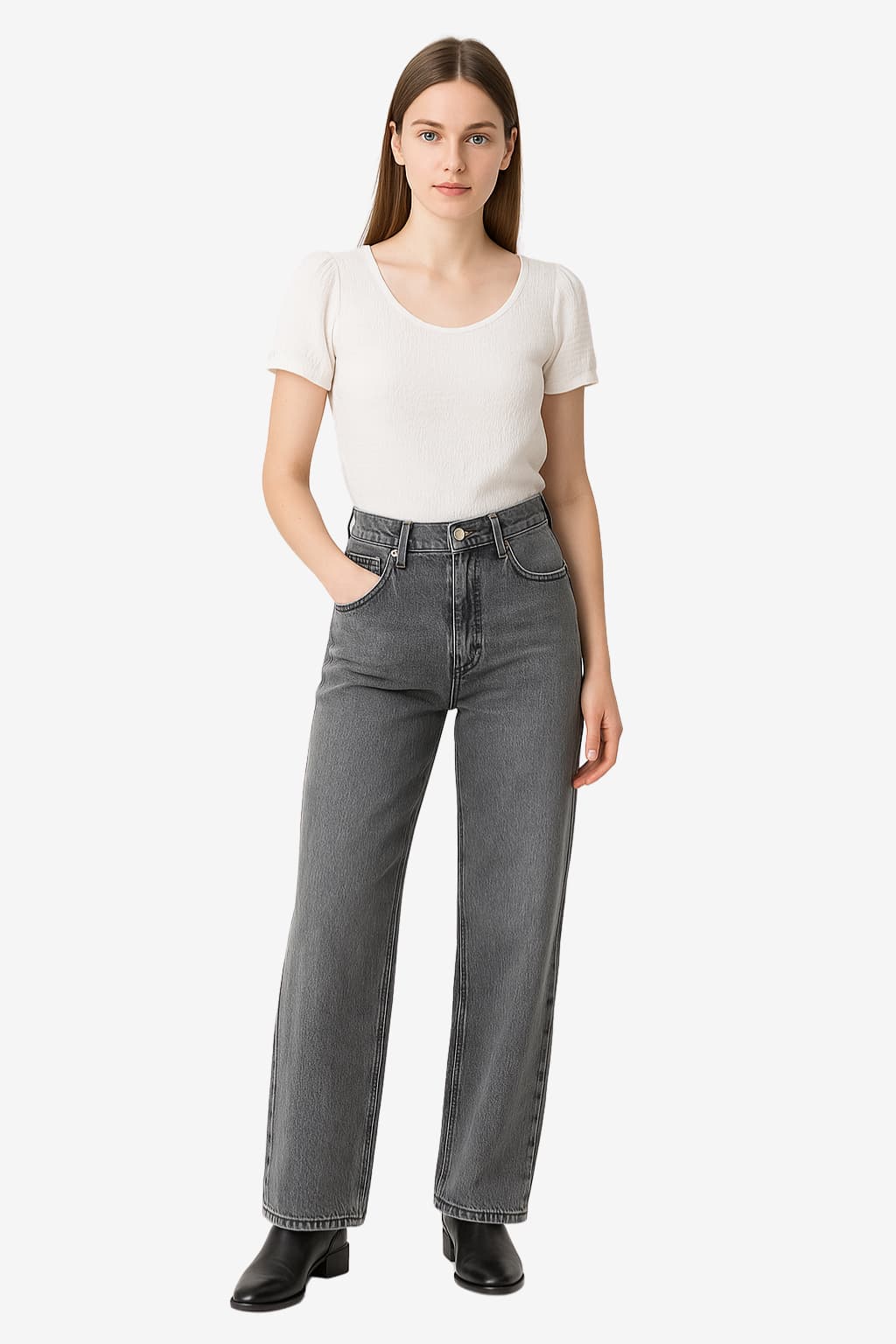 Women’s High Waist Wide Leg Jeans with Pockets