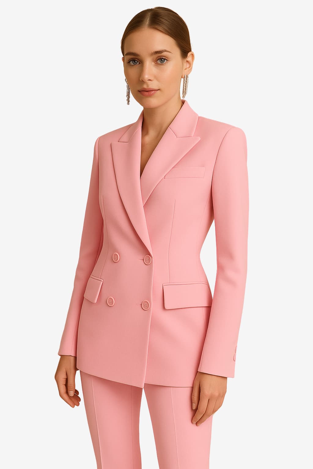 Women’s Light Blue Suit Set Blazer and Trousers Formal