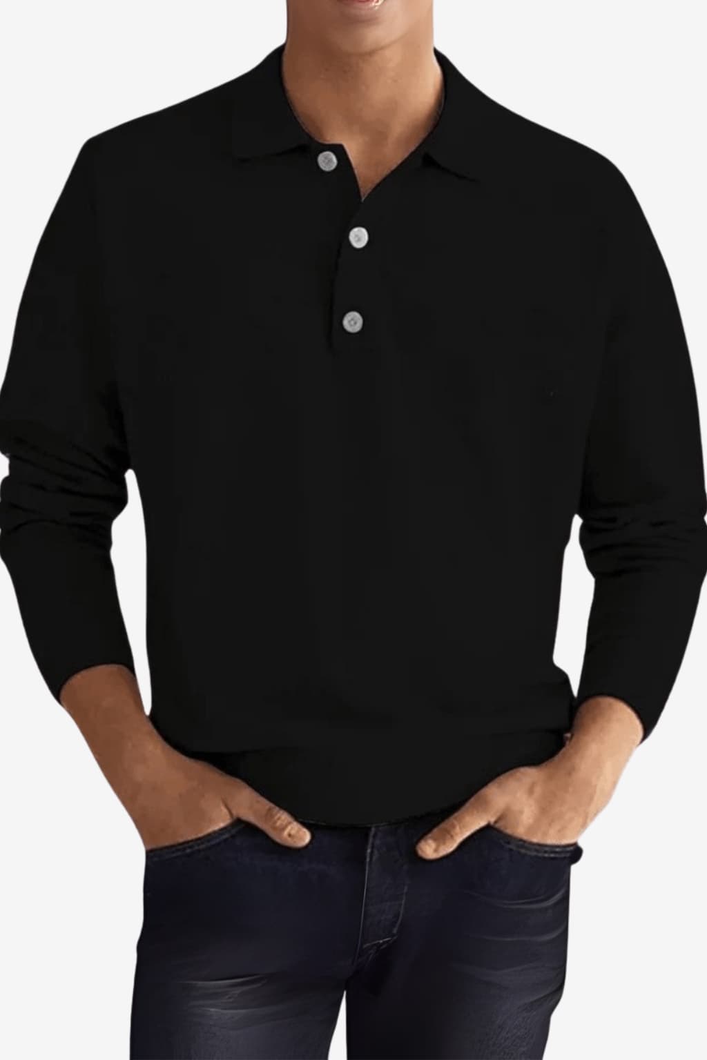 Men’s Long Sleeve Polo Shirt Casual Regular Fit Top