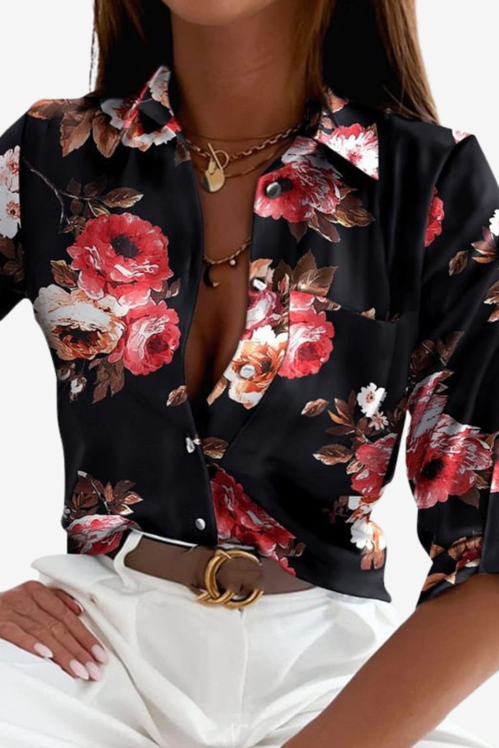 Women’s Tailored Fit Shirt with Abstract Print Detail