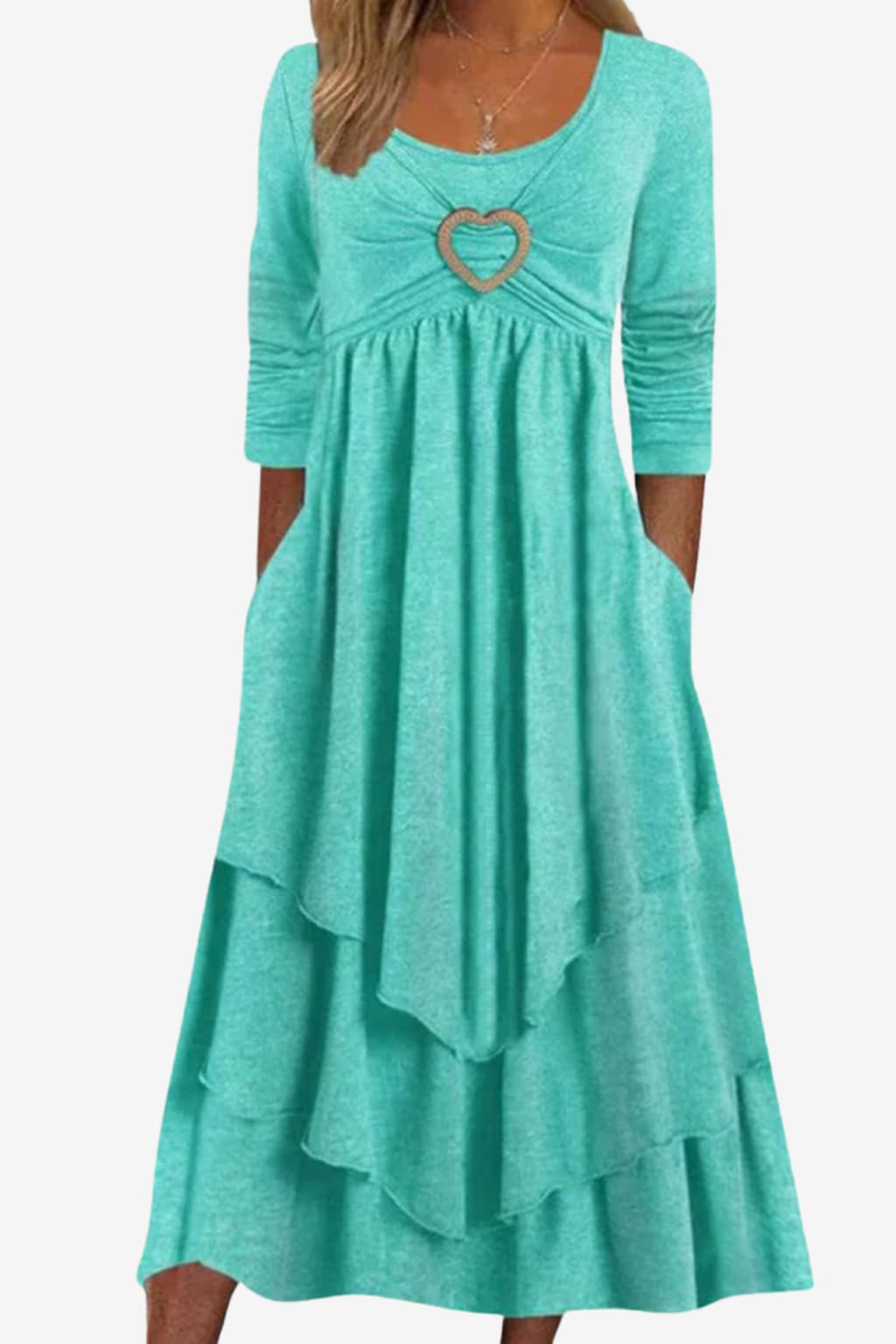 Women’s Long Sleeve Maxi Dress with Pockets A-Line Fit