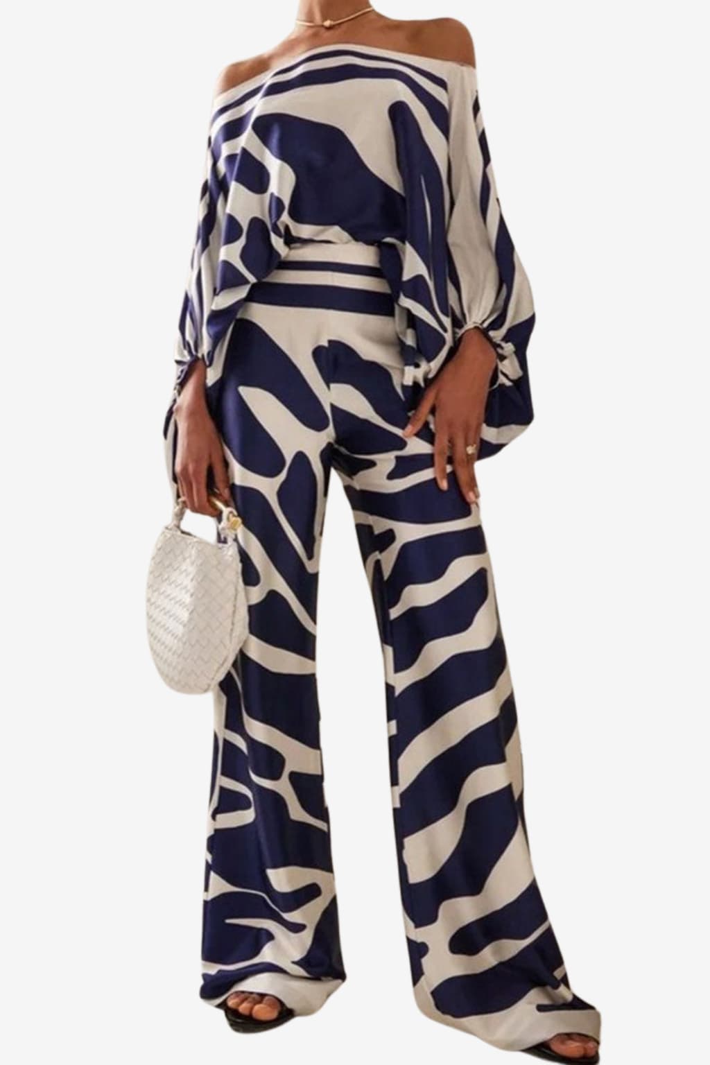 Women’s Off Shoulder Top &amp; Wide Leg Trousers Set