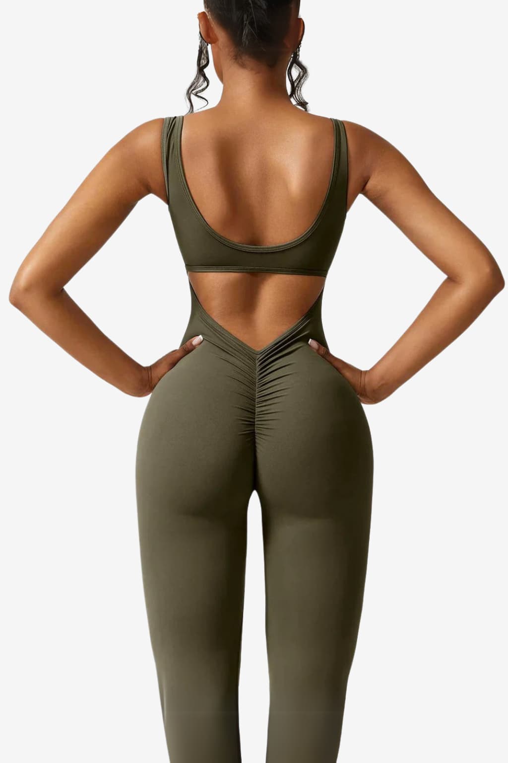 Women’s Sleeveless Flared Jumpsuit Stretch Fit V-Back