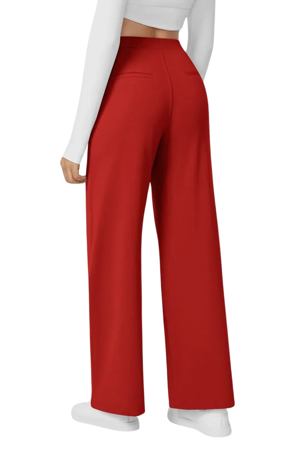 Women's High-Waisted Wide - Leg Trousers with Pleated Front