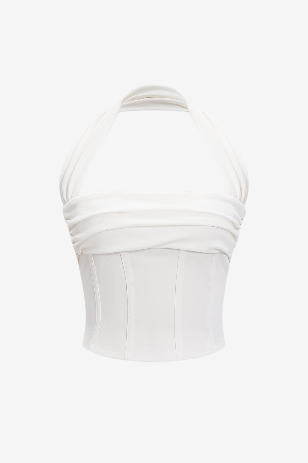 Women’s Halter Neck Ruched Corset Crop Top Pink