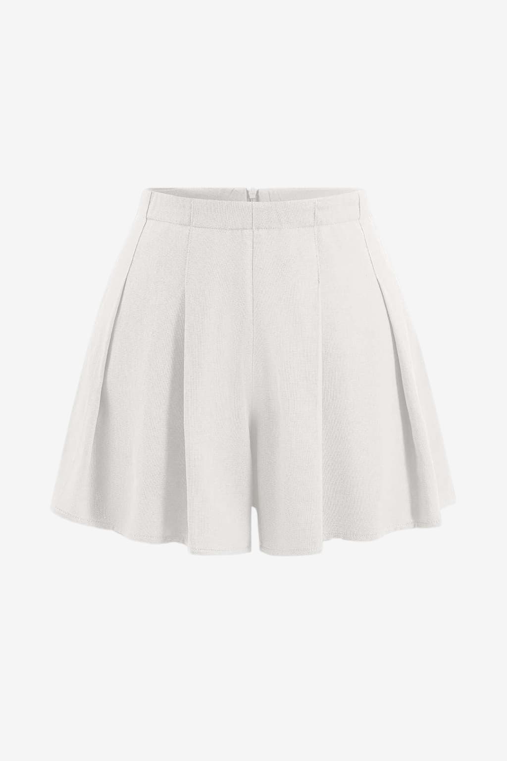 Women’s High Waist Pleated Linen Shorts with Zipper