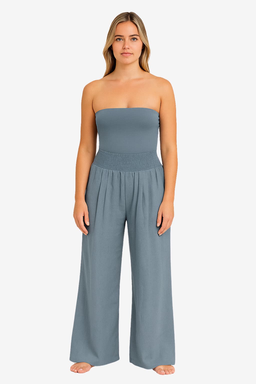 Women's High-Waist Cotton-Linen Wide-Leg Trousers