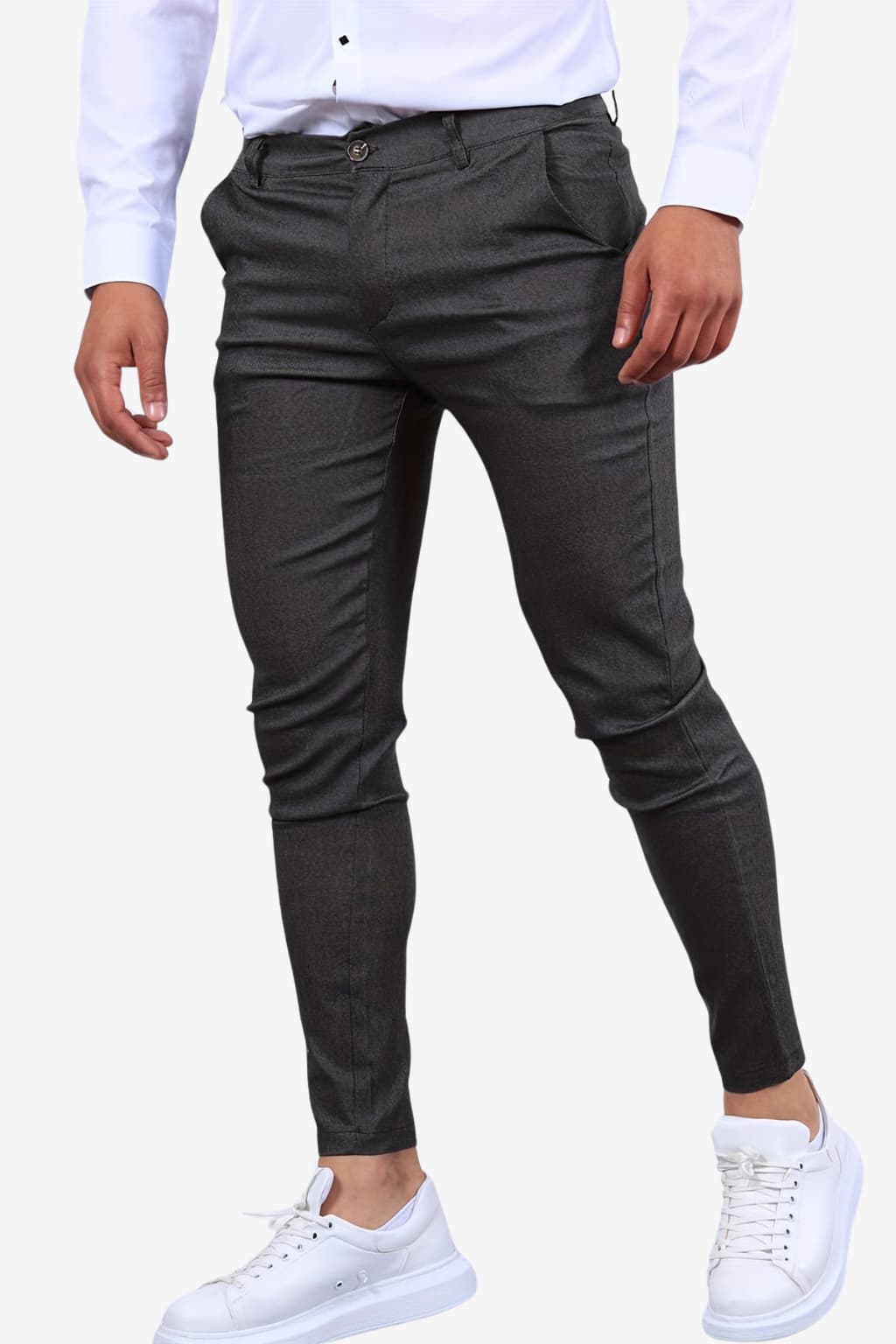 Men’s Slim Fit Tailored Trousers Zip Button Closure