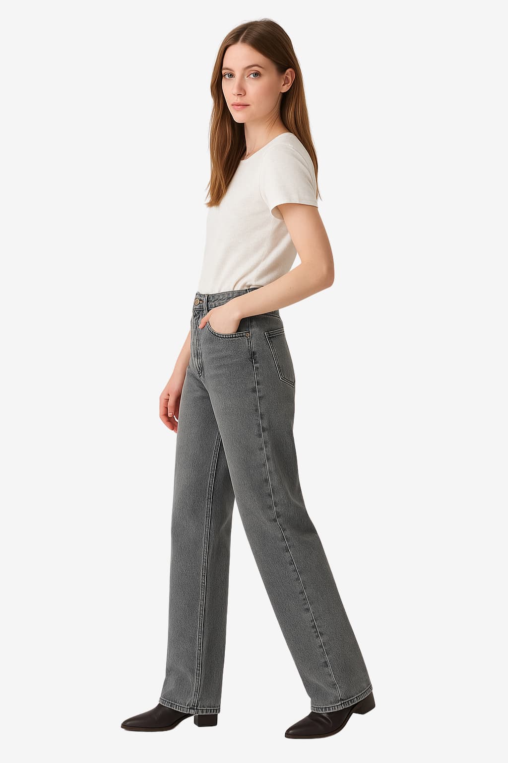 Women’s High Waist Wide Leg Jeans with Pockets