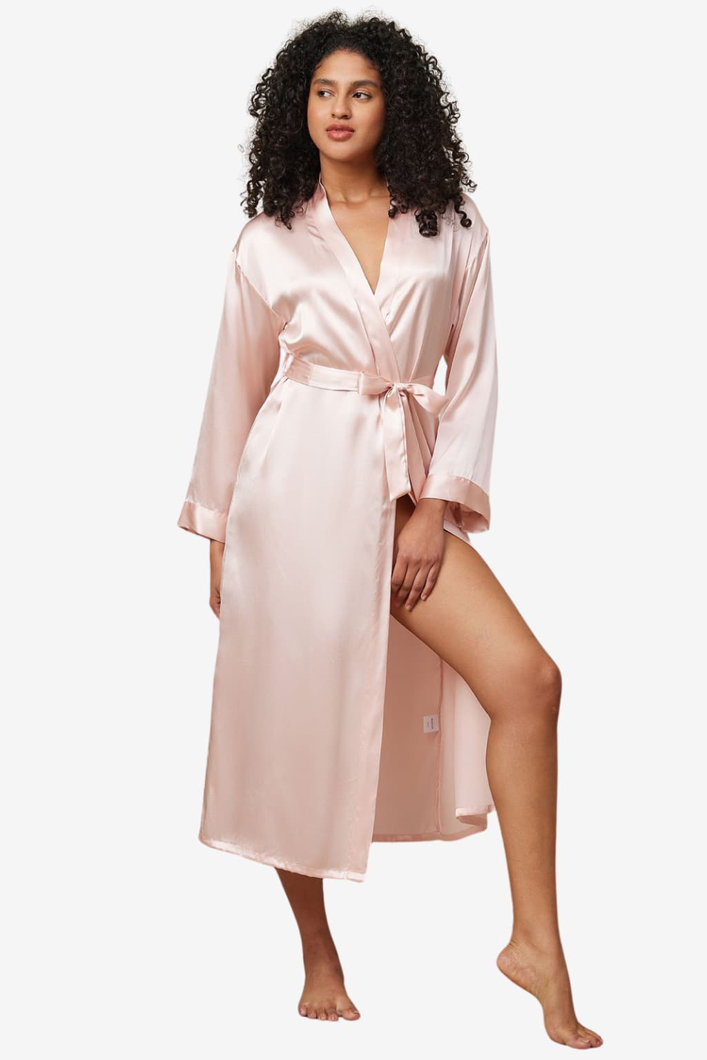 Women's Midi Satin Bathrobe with Sash