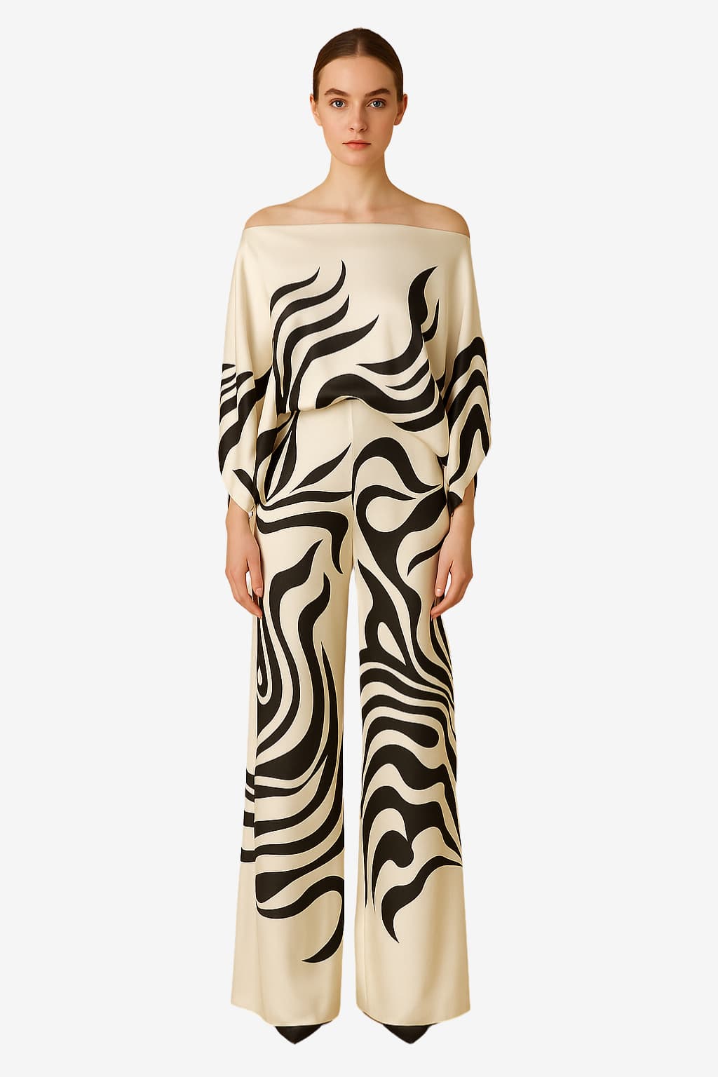 Women’s Off Shoulder Top &amp; Wide Leg Trousers Set