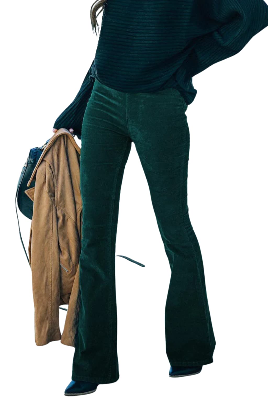 Women's High-Waisted Corduroy Flare Trousers