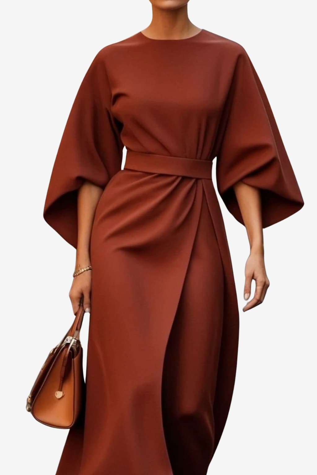 Women’s Strapless Puff Sleeve Dress with Belt