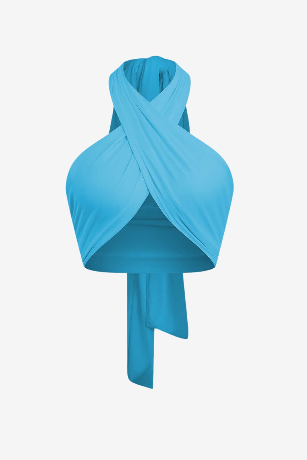 Women's Cross Halter Crop Top Fitted Jersey