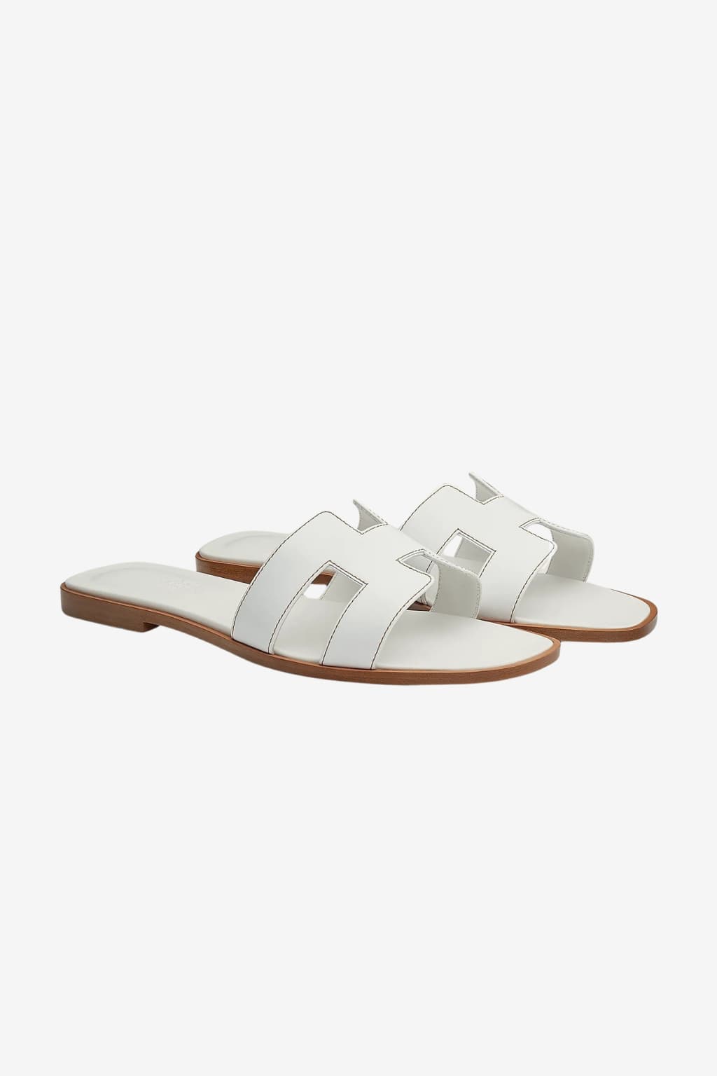 Women's Leather Flat Sandals H Cutout Slip-On Summer