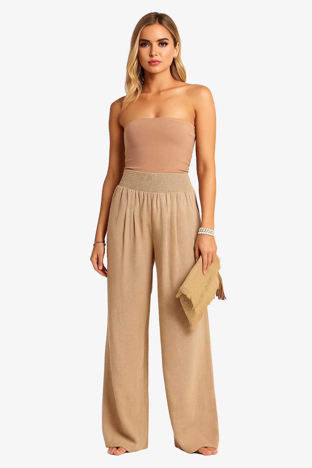Women's High-Waist Cotton-Linen Wide-Leg Trousers