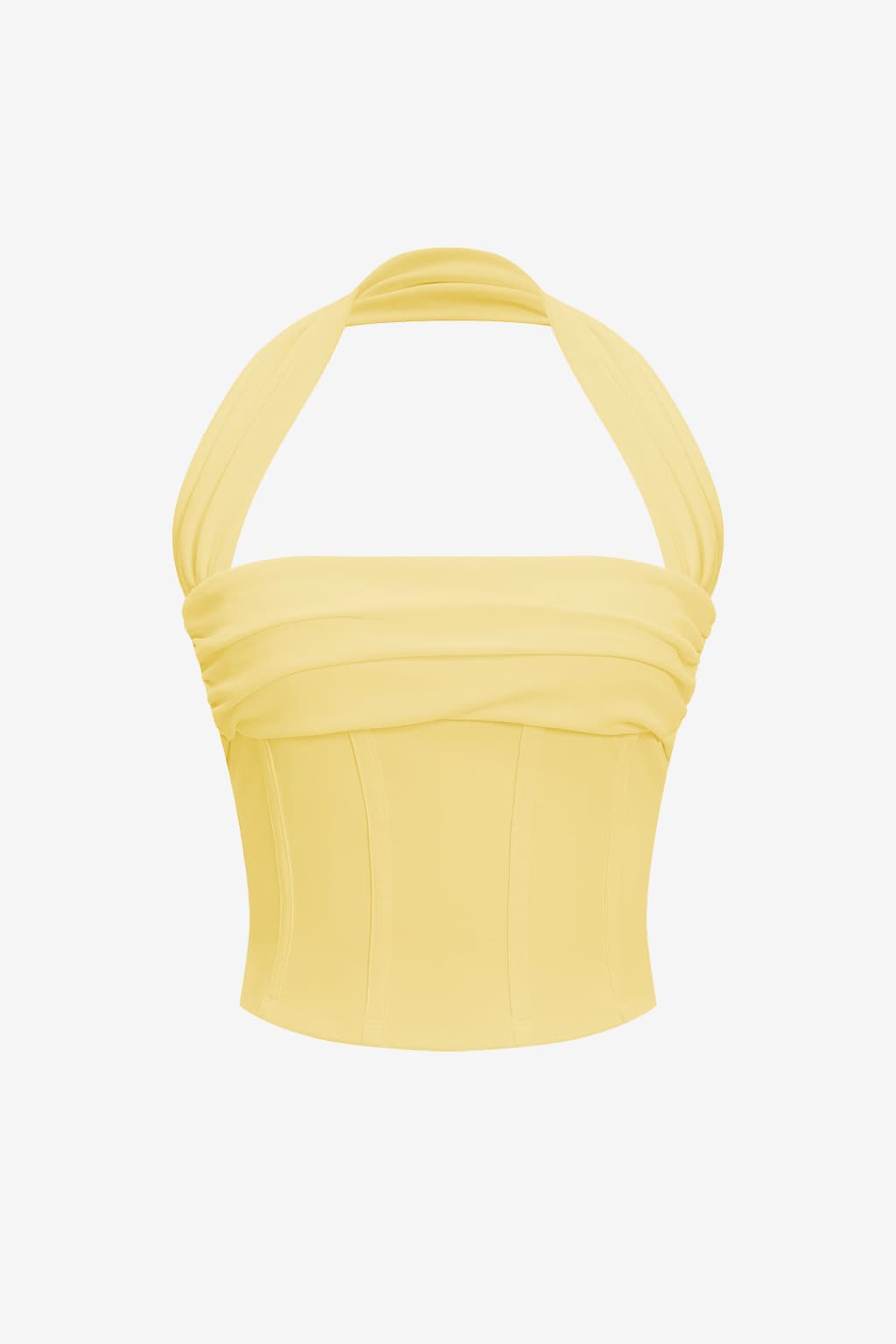 Women’s Halter Neck Ruched Corset Crop Top Pink