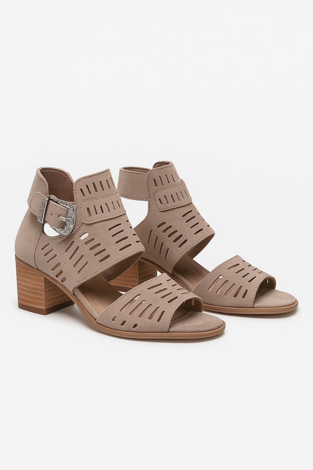 Women’s Open Toe Block Heel Sandals with Cutouts