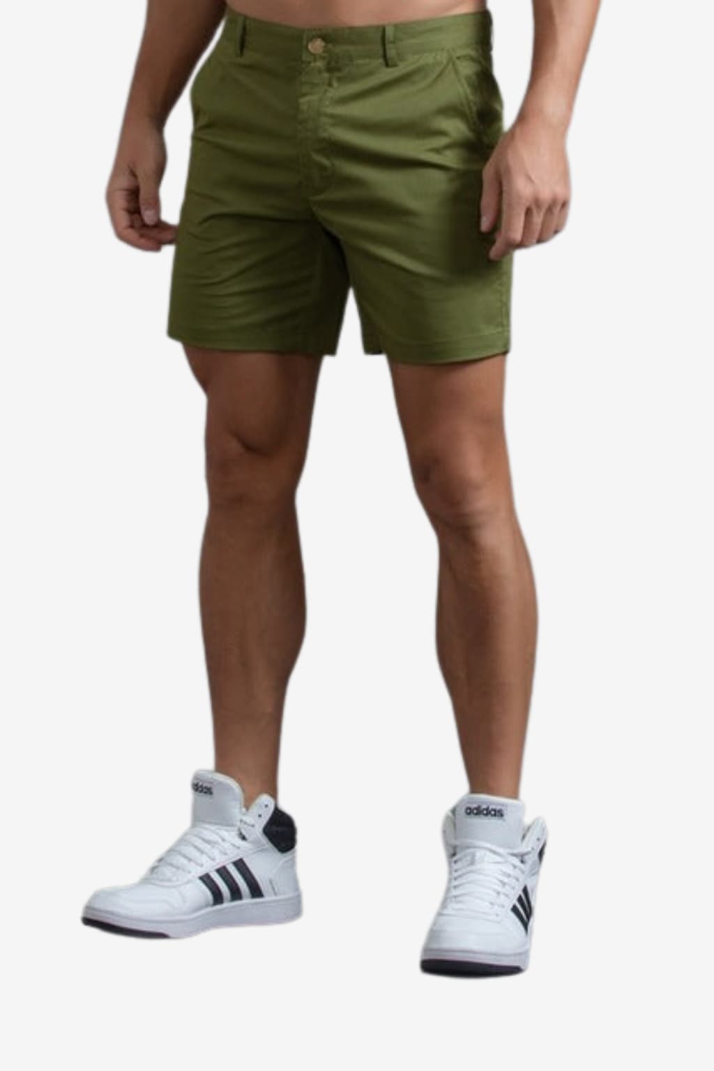 Men's Khaki Cotton Chino Shorts, Knee - Length Summer Casual