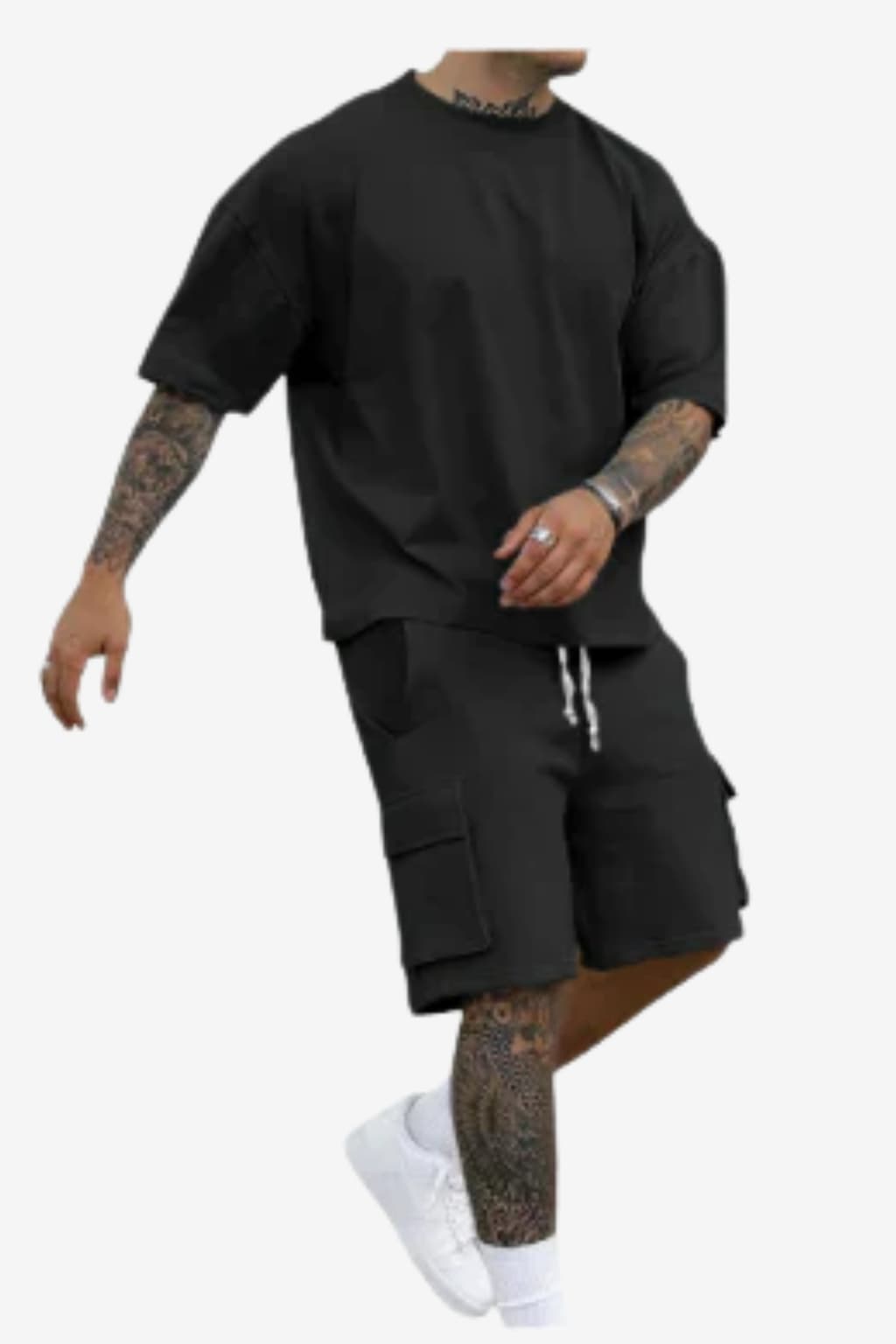 Men's Casual Summer T - Shirt &amp; Cargo Shorts Set