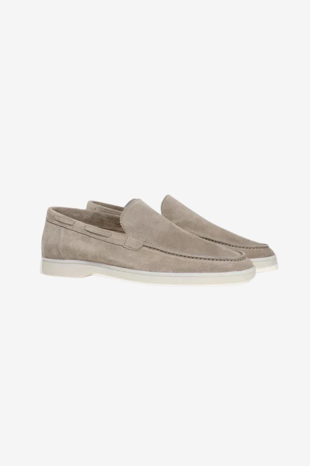 Men's Suede Slip-On Loafers - Moccasin Stitching, Soft Sole