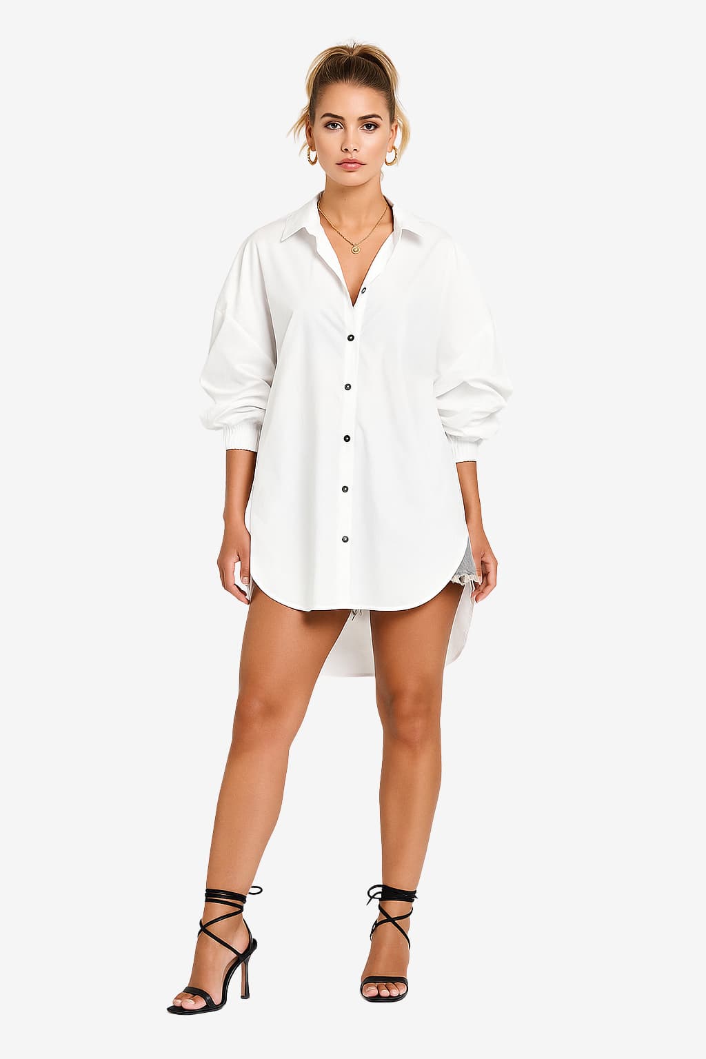 Women’s White Midi Skirt Elastic Waist Summer Fit