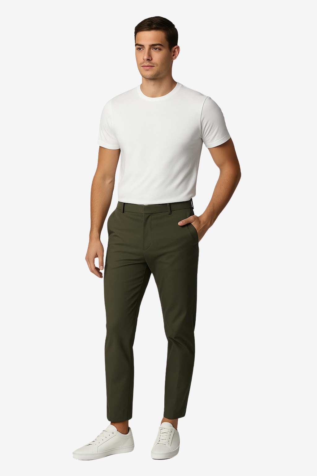 Men’s Slim Fit Cropped Chinos Stretch Tapered Trousers