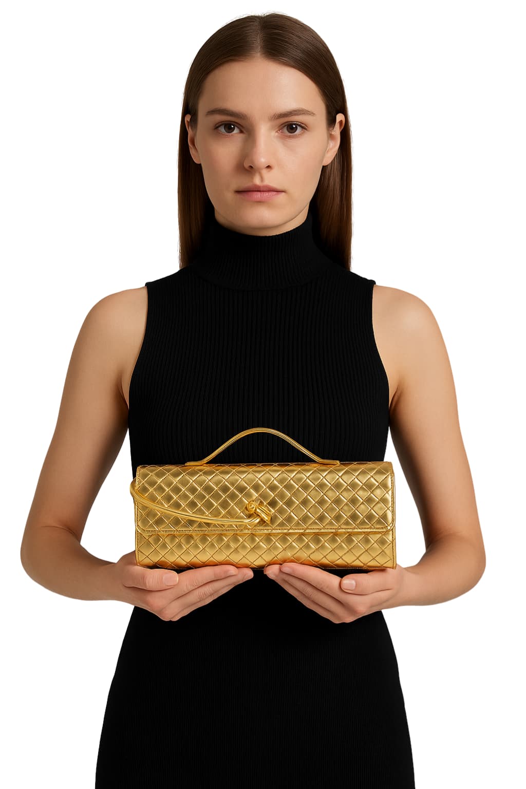 Women’s Textured Clutch Bag with Chain Strap