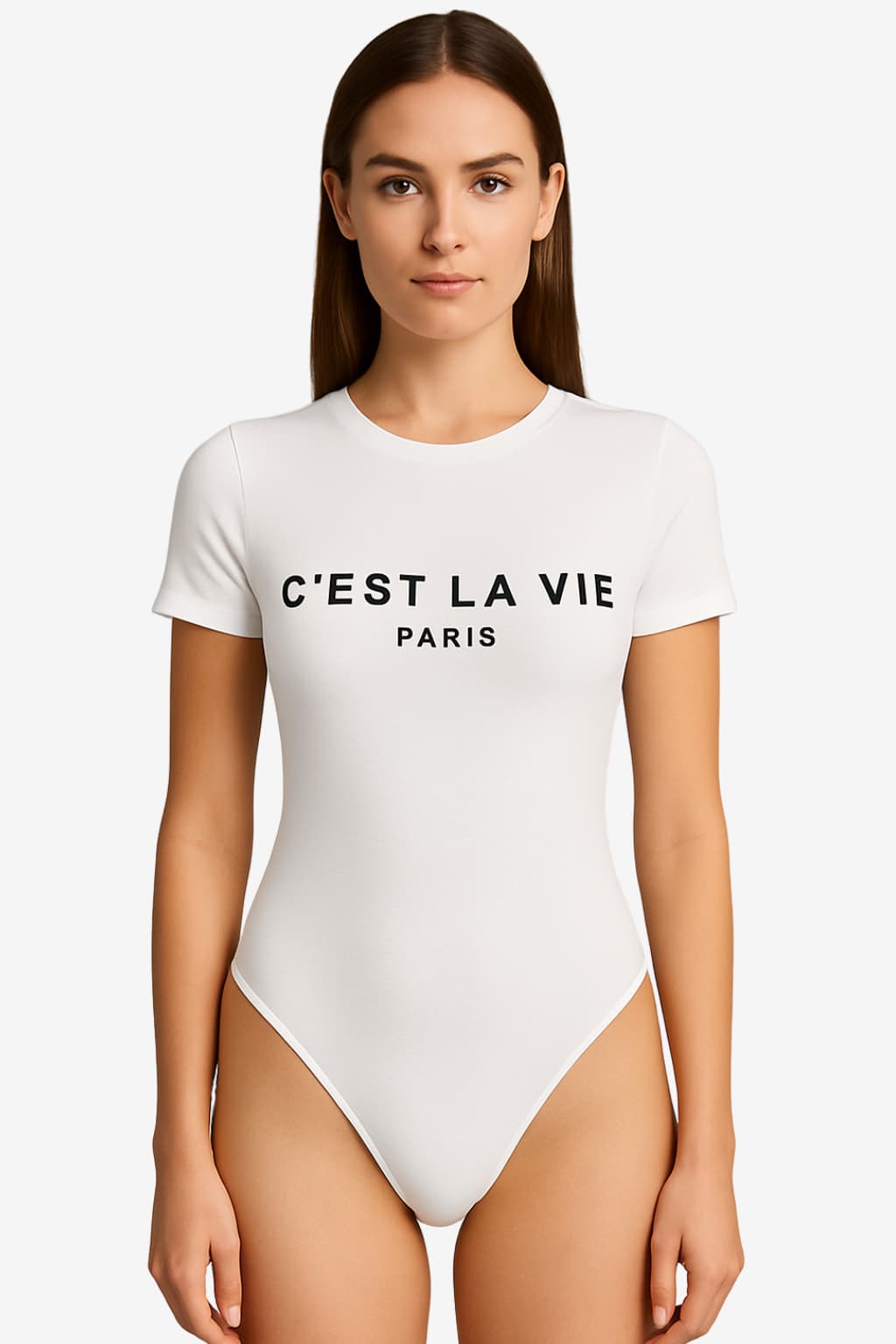 Women’s Graphic Bodysuit Short Sleeve Round Neck Fit