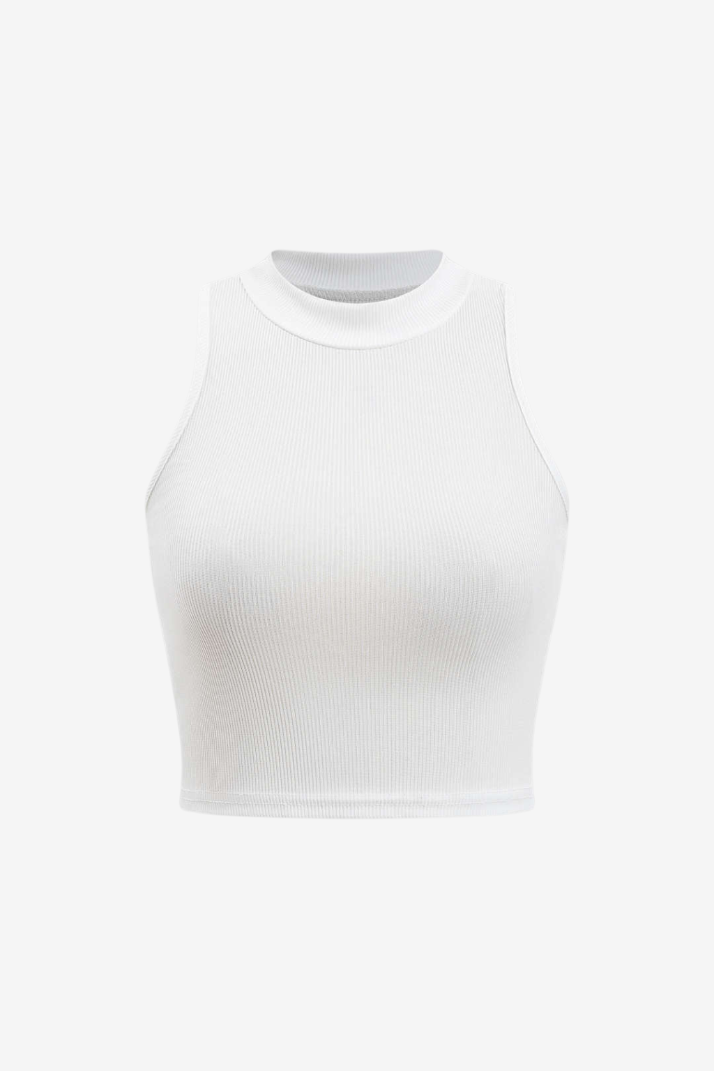 Women’s Ribbed Sleeveless Crop Top High Neck Knit Vest
