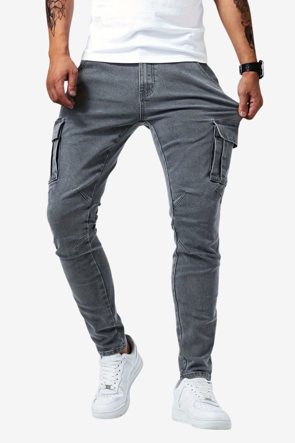 Men's Slim Fit Cargo Jeans with Pockets