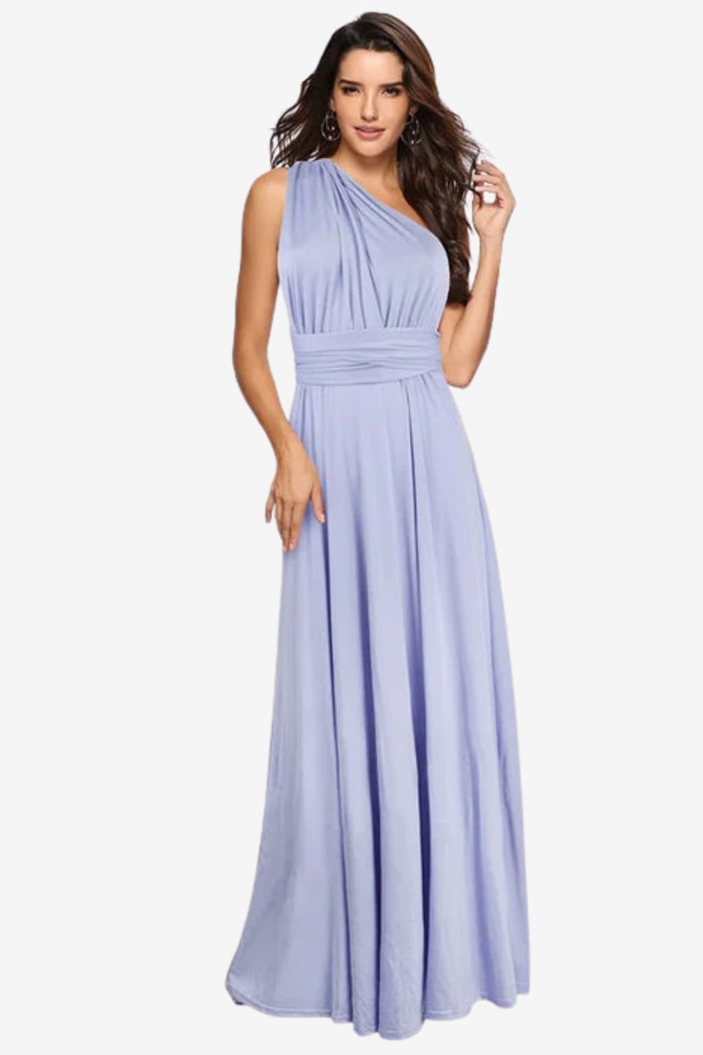 Women's One-Shoulder Maxi Dress with Ruched Waist