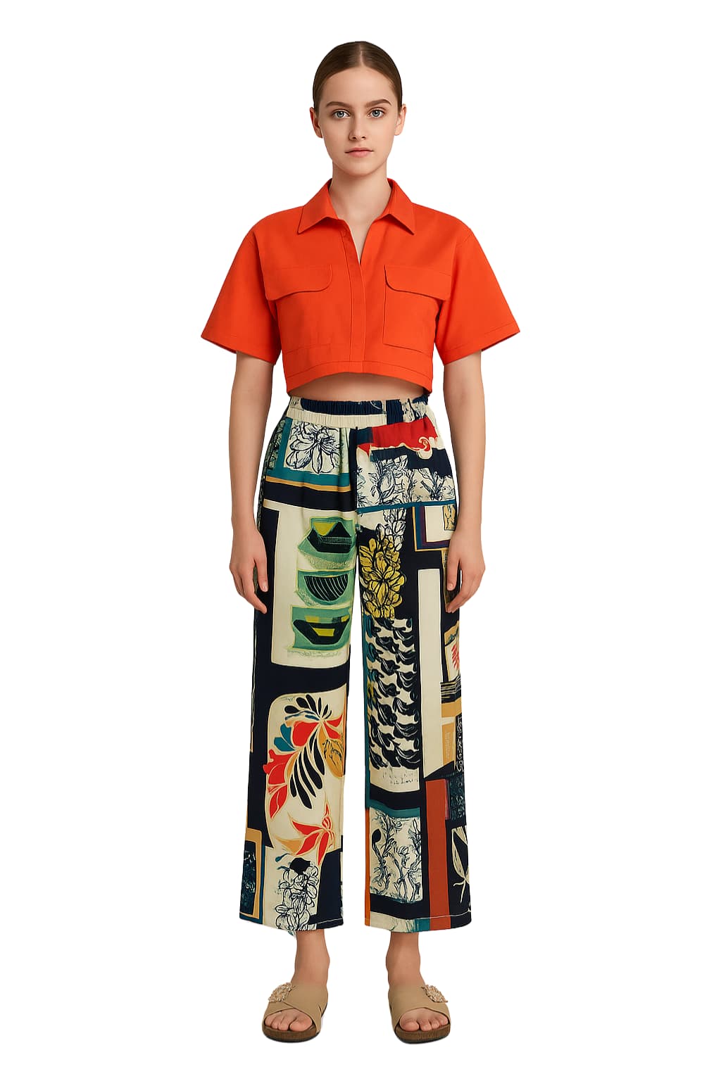 Women’s High Waist Wide Leg Floral Print Trousers